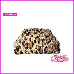Vintage Sequin Leopard Evening Clutch Purse Y2K Party Bag